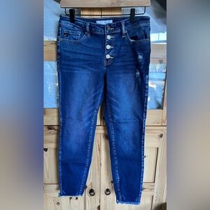 KanCan Indigo Button-Fly Cropped Jeans